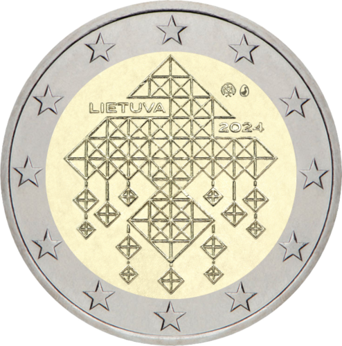 2024 Lietuva 2 eiro BU monēta ar salmu dārzu tradīciju (4)