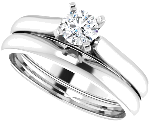 Sužadėtuvių Žiedas „Solitaire“ 585 Baltojo Aukso Round 4.5mm (9)