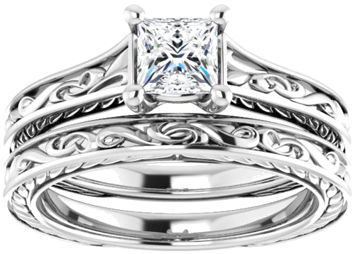 14K White 4.5x4.5 mm Square Engagement Ring Mounting (8)