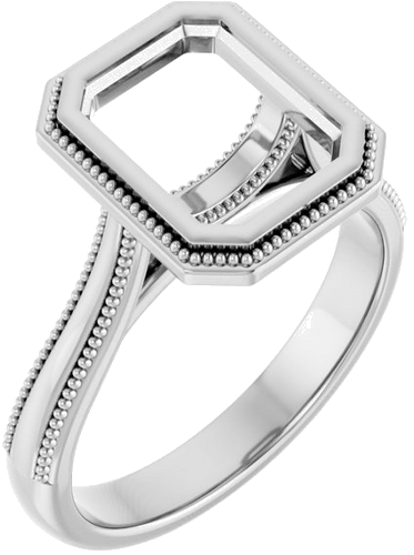 14K White 9x7 mm Emerald Solitaire Engagement Ring Mounting (1)