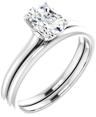 Sužadėtuvių Žiedas „Solitaire“ 14k white gold Oval 7mm x 5mm (6)