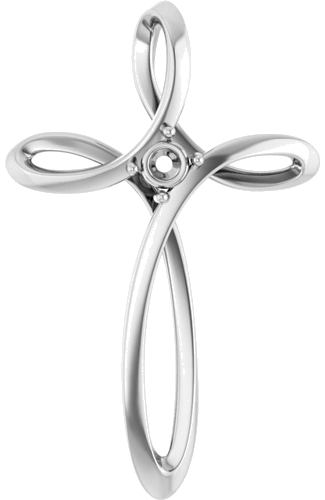 14K White 1-Stone Family Cross Slide Pendant Mounting (1)
