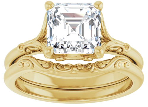 Sužadėtuvių Žiedas „Solitaire“ 585 Geltonojo Aukso Asscher 7mm (8)