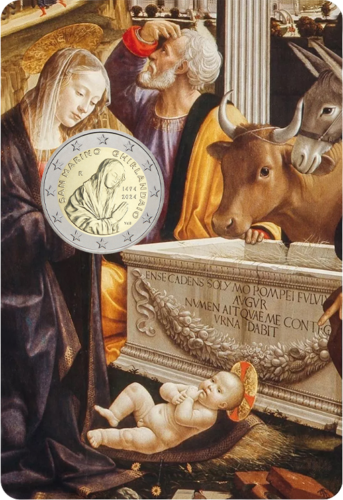 2024 San Marinas Domenico Ghirlandaio 2 eurų BU moneta kortelėje (3)