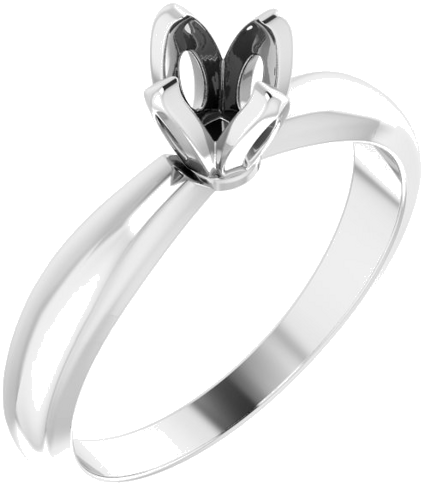 14K White 4.8-5.7 mm Round 4-Prong Tulipset® Solitaire Engagement Ring Mounting (1)