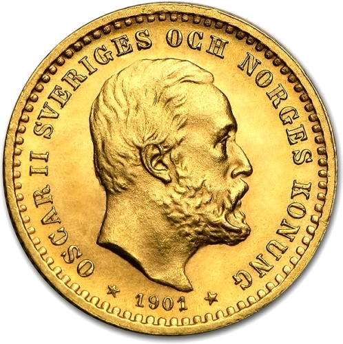 5 kronos Oscar II (1901) Švedija auksinė moneta (1)