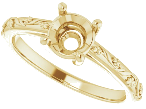 14K Yellow 6 mm Round Solitaire Engagement Ring Mounting (5)