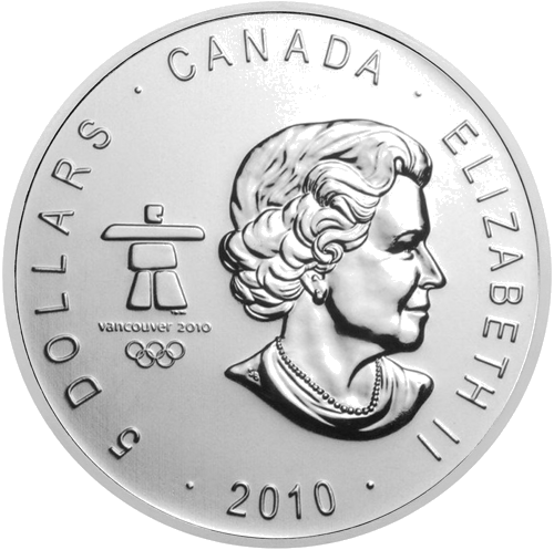 1 oz Ledus hokejs 2010 Kanāda 5 dolāru sudraba monēta (2)