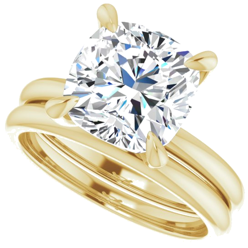 14K Yellow  9x9 mm Cushion Solitaire Engagement Ring Mounting (10)