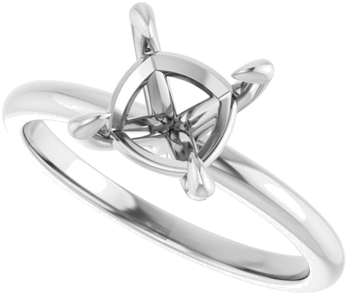 14K White  7x7 mm Cushion Solitaire Engagement Ring Mounting (5)