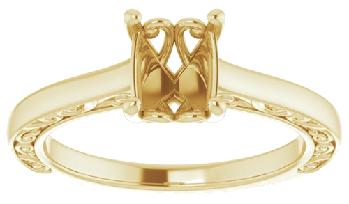 14K Yellow  8x6 mm Oval Solitaire Engagement Ring Mounting (3)