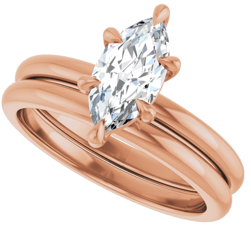 Sužadėtuvių Žiedas „Claw-Prong“ 14k rose gold Marquise 10mm x 5mm (10)