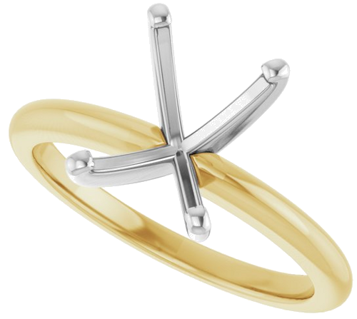 14K Yellow   White  9x7 mm Emerald Solitaire Engagement Ring Mounting (5)