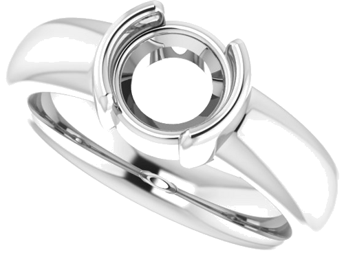 14K White 7 mm Round Half Bezel Solitaire Engagement Ring Mounting (5)