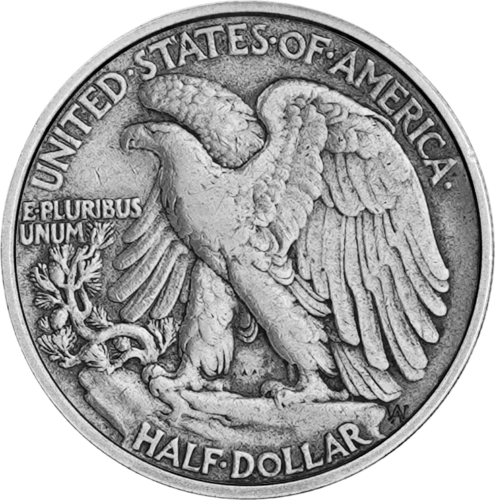 Pusė (1/2 dolerio) Liberty (1916-1947) JAV sidabrinė moneta (2)