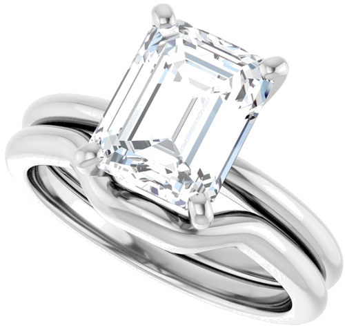 Sužadėtuvių Žiedas „Solitaire“ 585 Baltojo Aukso Emerald 9mm x 7mm (10)