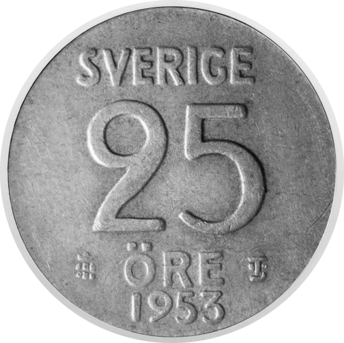 25 оре (1950–1973) Швеция сребърна монета (1)