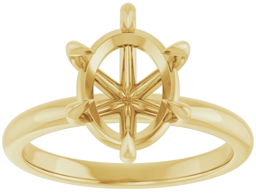 14K Yellow 10x8 mm Oval Solitaire Engagement Ring Mounting (3)