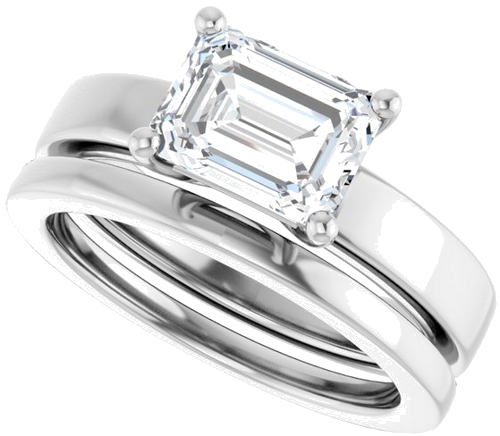 Sužadėtuvių Žiedas „Solitaire“ 585 Baltojo Aukso Emerald 8mm x 6mm (4)