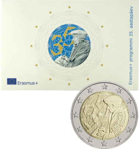 2022 Igaunija Erasmus 35 gadi 2 eiro monēta kartē (1)