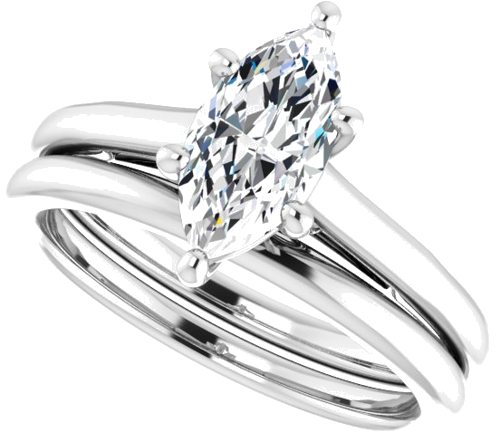 14K White  10x5 mm Marquise Solitaire Engagement Ring Mounting (10)