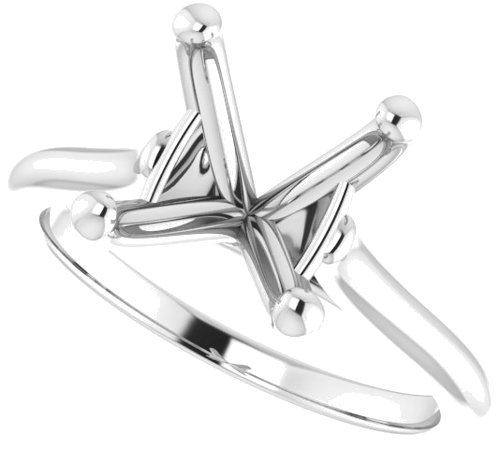 14K White 9 mm Cushion Solitaire Engagement Ring Mounting (5)