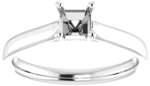 14K White 4 mm Square Engagement Ring Mounting (3)