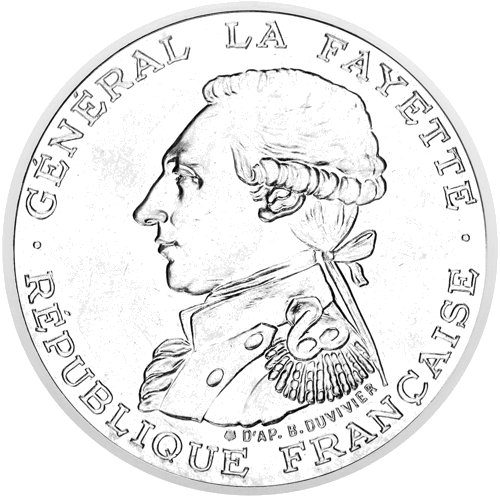 100 franki Generālis Lafajets 1987 Francija sudraba monēta (1)