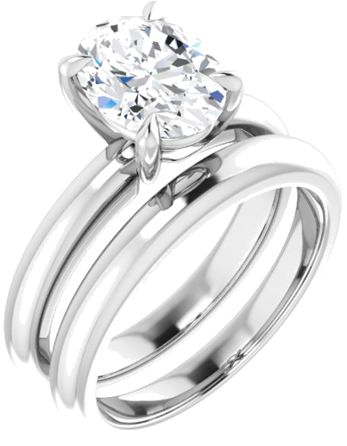 Sužadėtuvių Žiedas „Solitaire“ 585 Baltojo Aukso Oval 9mm x 7mm (6)