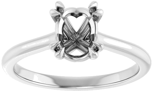 Sužadėtuvių Žiedas „Solitaire“ 585 Baltojo Aukso Oval 8mm x 6mm (3)