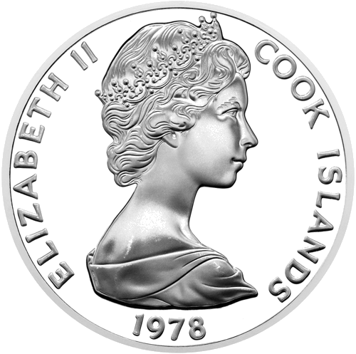 5 doleriai James Cook 250-osios gimimo metinės Kuko salos sidabrinė moneta (2)