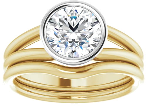 Sužadėtuvių Žiedas „Bezel-Set Solitaire“ 585 Baltojo Ir Geltonojo Aukso Round 7.4mm (8)