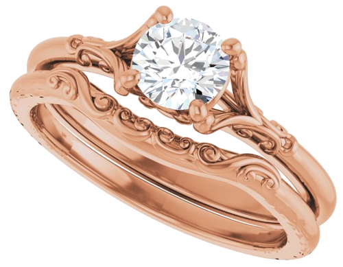 14K Rose 5.2 mm Round Solitaire Engagement Ring Mounting (10)