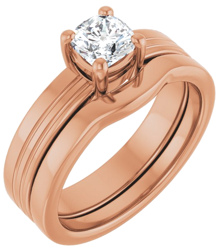 14K Rose 5 mm Cushion Solitaire Engagement Ring Mounting (6)