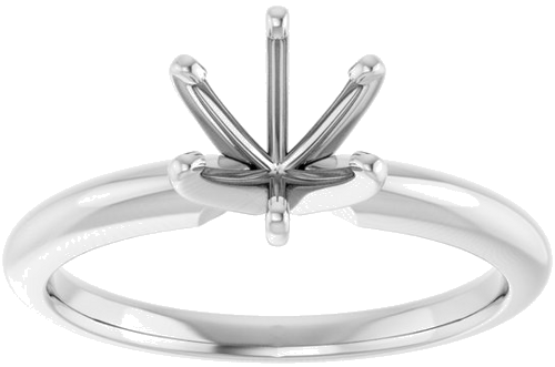 Sužadėtuvių Žiedas „Solitaire“ 585 Baltojo Aukso Round 6mm x 6.6mm (3)