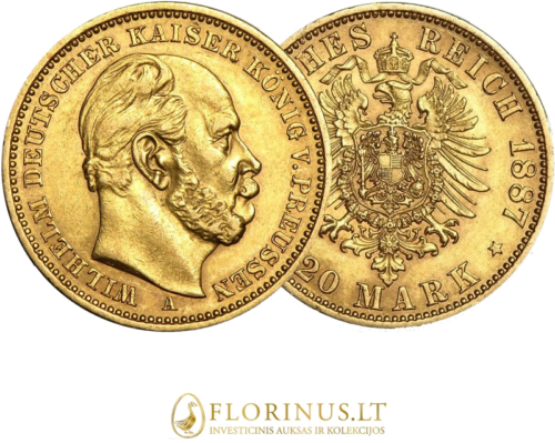 20 Markių auksinė moneta Wilhelmas I (1871-1888), Vokietijos imperija (3)