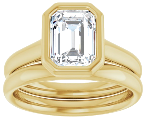 Sužadėtuvių Žiedas „Bezel-Set Solitaire“ 585 Geltonojo Aukso Emerald 8mm x 6mm (8)