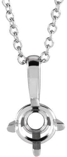 14K White 6 mm Round Solitaire 16-18  Necklace Mounting (1)