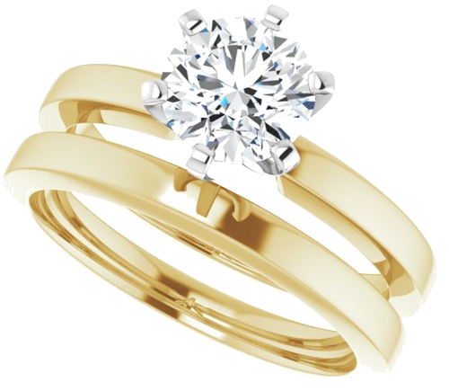 14K Yellow White 6.5 mm Round Solitaire Engagement Ring Mounting (10)
