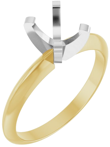14K Yellow White 7 x 5 mm Oval Solitaire Engagement Ring Mounting (1)