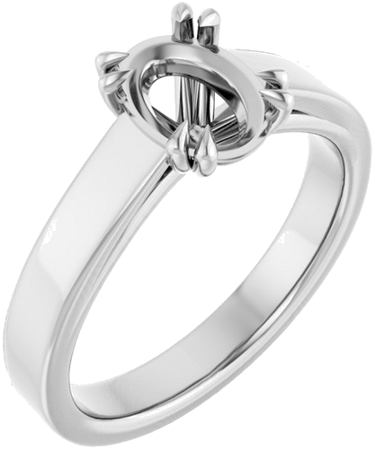 14K White 8x6 mm Oval Engagement Ring Mounting (1)