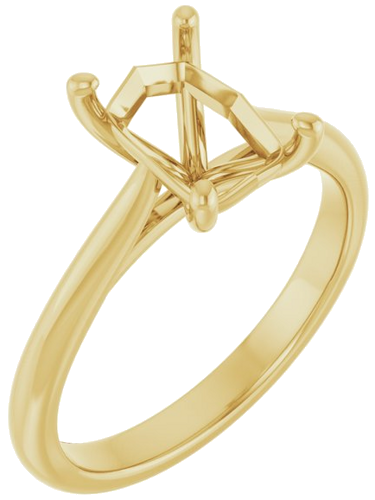 18K Yellow 8x6 mm Emerald Solitaire Engagement Ring Mounting (1)