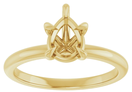 14K Yellow 8x6 mm Pear Solitaire Engagement Ring Mounting (3)