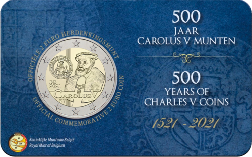 2021 Beļģijas Charles V 2 eiro BU monēta (6)