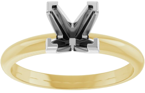 Sužadėtuvių Žiedas „V-End Solitaire“ 585 Baltojo Ir Geltonojo Aukso Square 6mm (3)