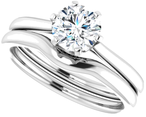 Sužadėtuvių Žiedas „Solitaire“ 585 Baltojo Aukso Round 6mm (10)