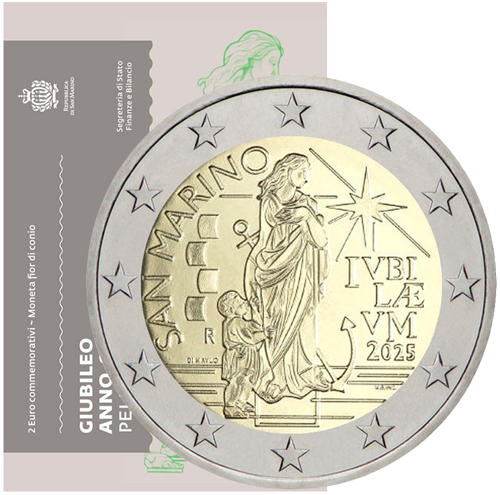2025 San Marino Pilgrims of Hope 2 Euro BU Coin in Card (1)