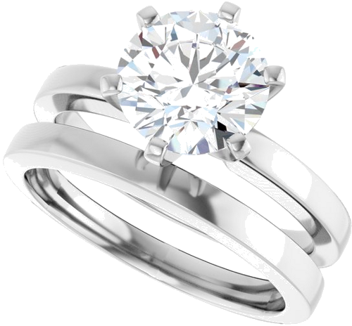 14K White 8 mm Round Solitaire Engagement Ring Mounting (10)