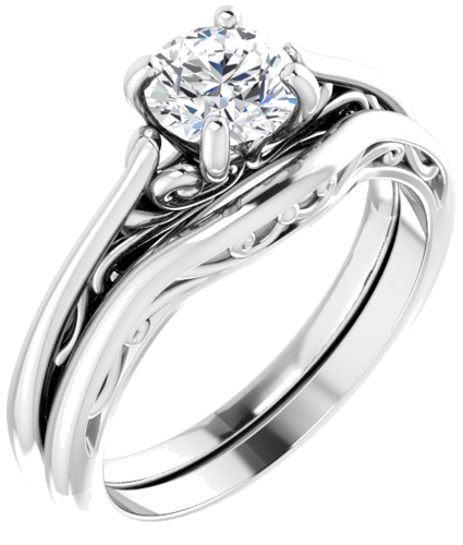 Sužadėtuvių Žiedas „Solitaire“ 585 Baltojo Aukso Round 5.8mm (11)