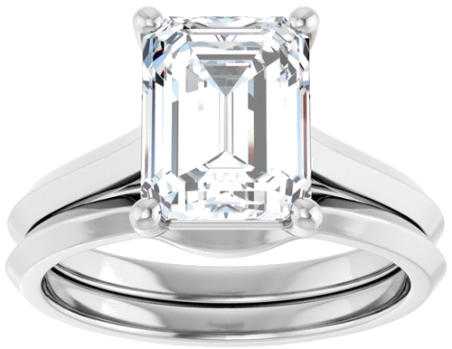 14K White 9x7 mm Emerald Solitaire Engagement Ring Mounting (8)